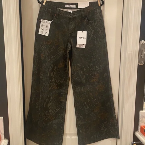 Refrain Camouflage Wide-Leg Women Jeans NWT - Picture 5 of 10